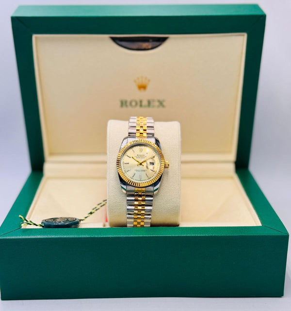 ساعة رولكس ديت فاخرة للسيدات ستانلس ستيل بمينا شامبوني