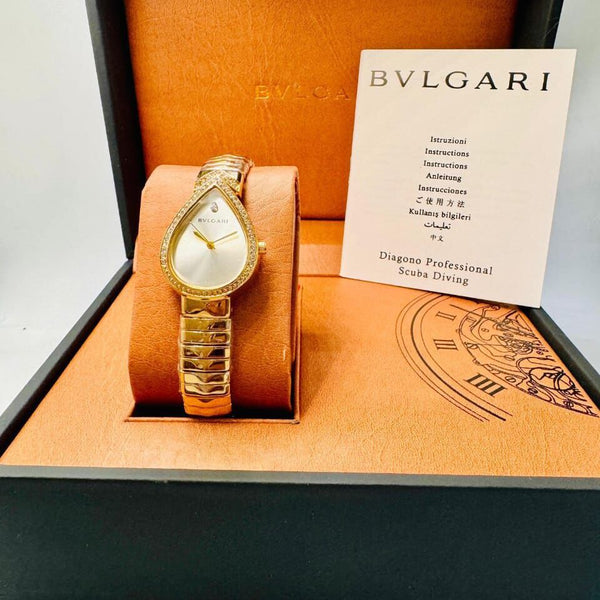 ساعة بولغاري (بولغاري) نجمة ذهبية فاخرة دمعة مرصعة بالكريستال