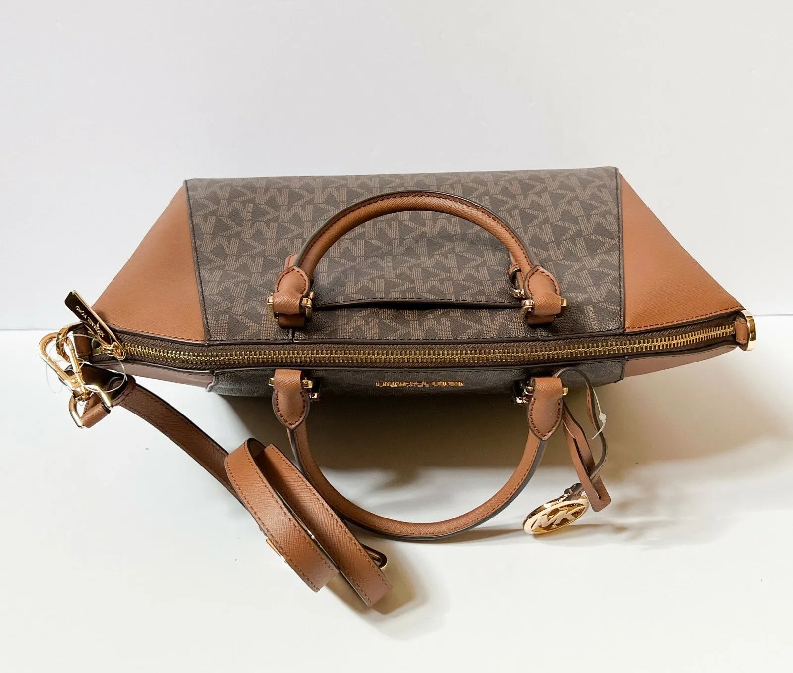 Michael Kors Ciara Leather Large TZ Satchel Vanilla Shoulder Bag