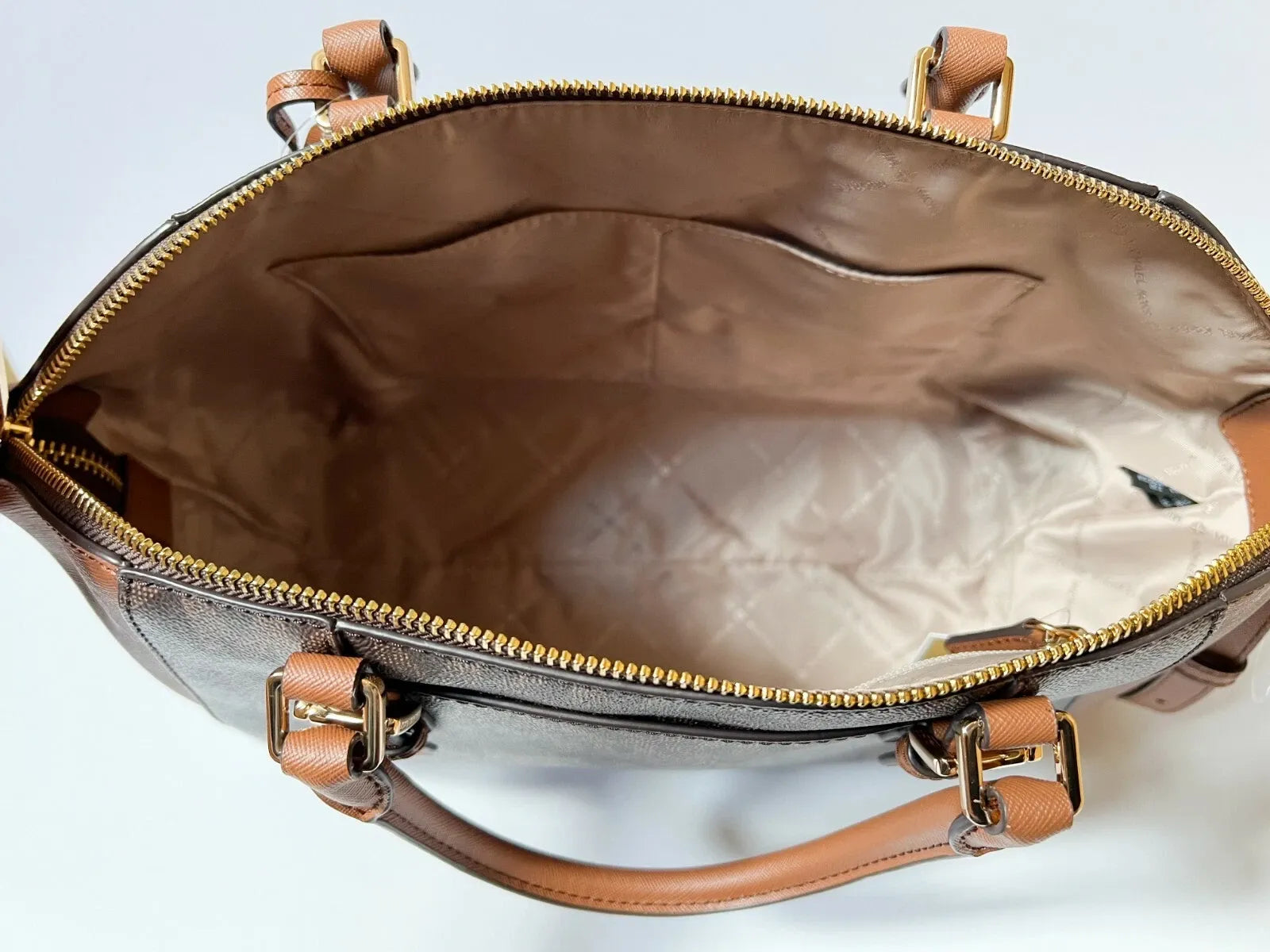 Michael Kors Ciara Leather Large TZ Satchel Vanilla Shoulder Bag