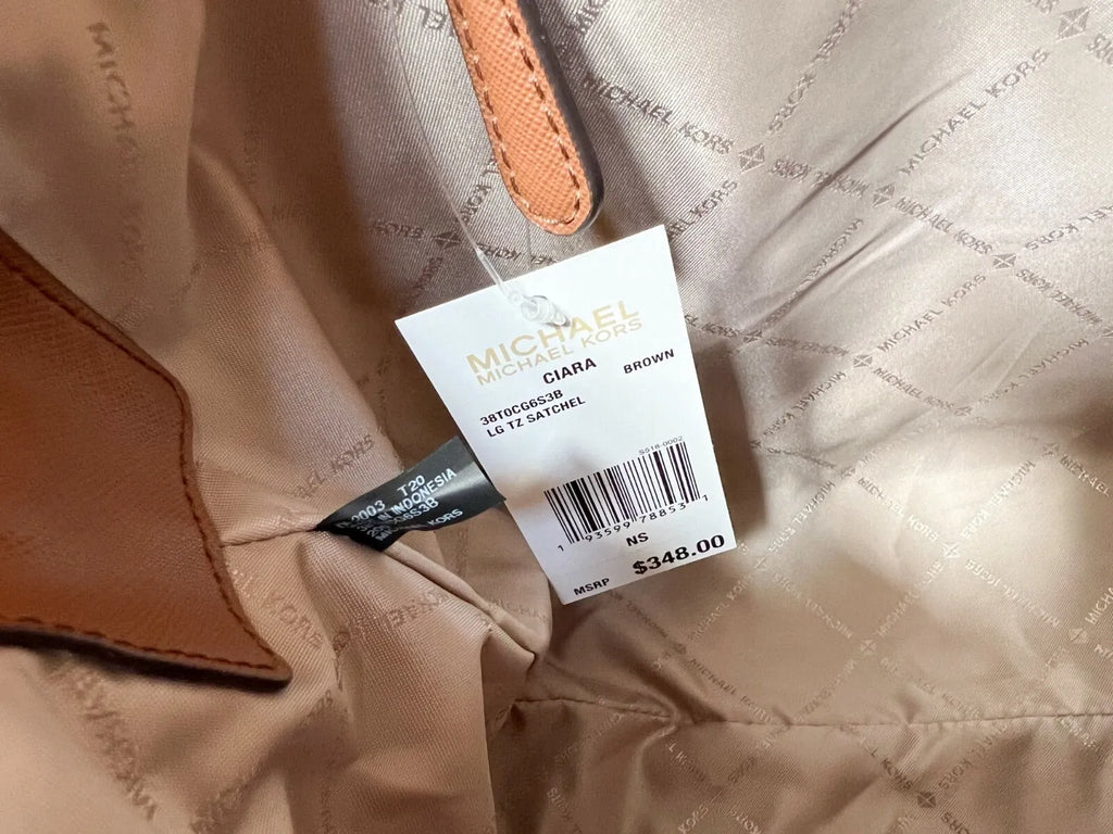 Michael Kors Ciara Leather Large TZ Satchel Vanilla Shoulder Bag